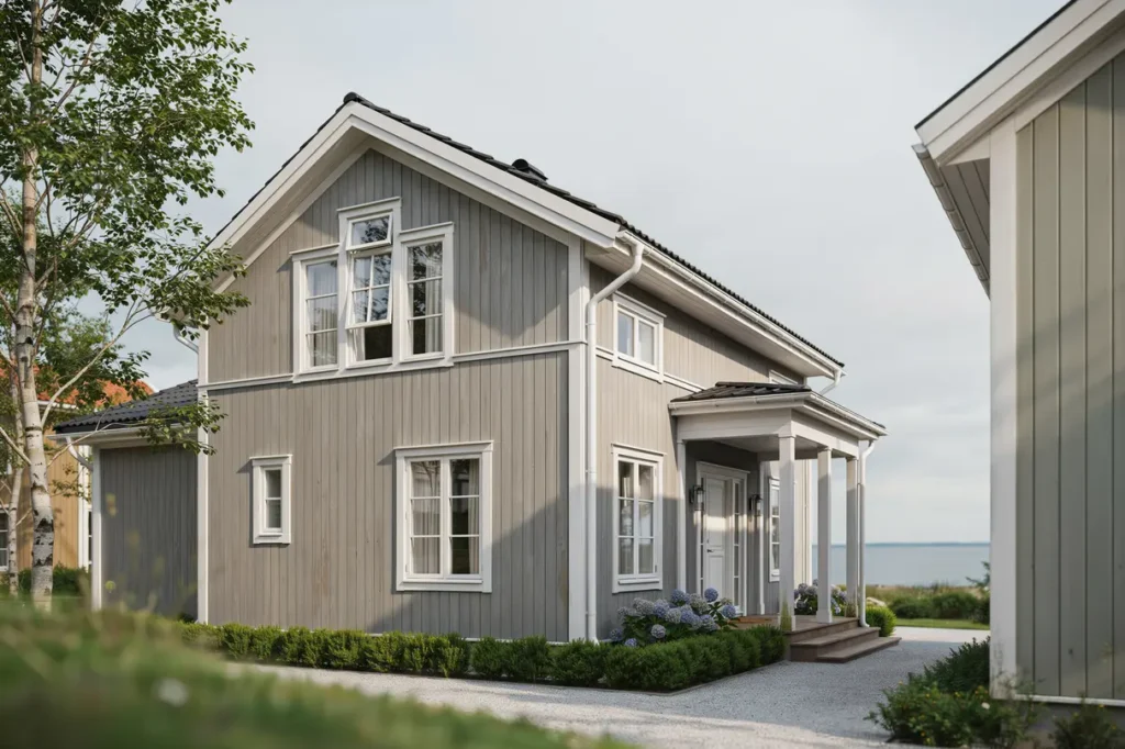 fasadm lning med kul rbyte av villa i vintrie bunkeflostrand